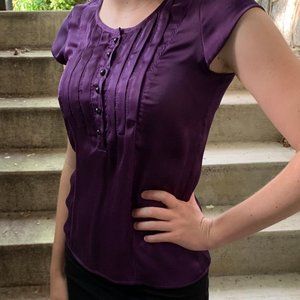Purple Silk Cap Sleeve Top